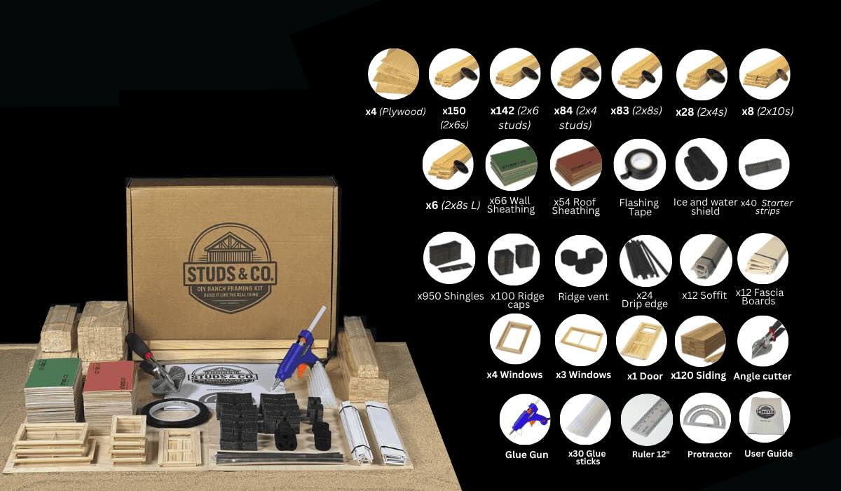 Clean Ranch House Kit 1:16 Single-Story Ranch House (FULL KIT) – Studs & Co.